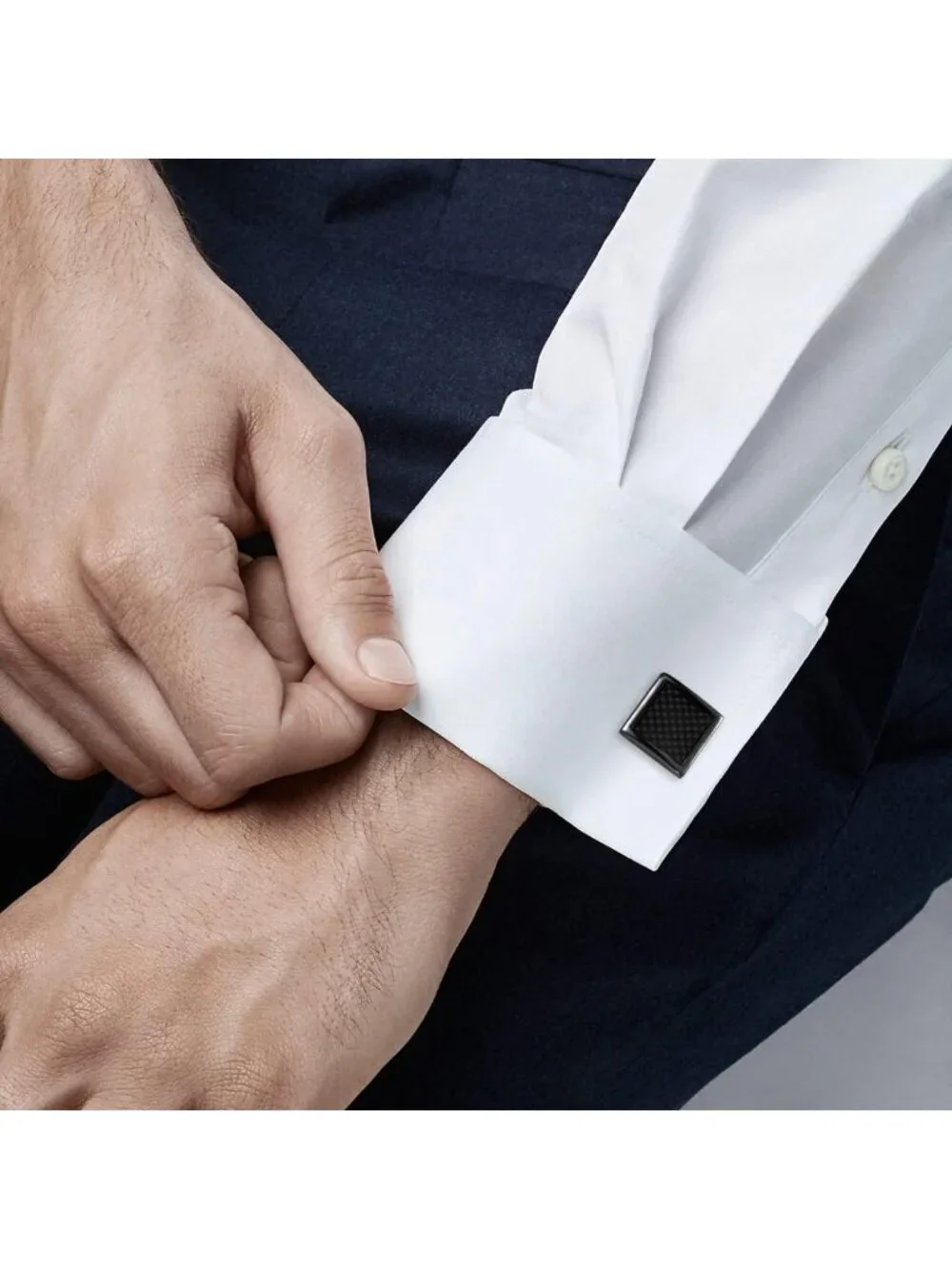 Men's Cufflinks & Tuxedo Studs Set in Gift Box - Carbon Fiber